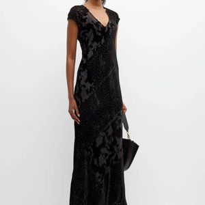 Johnny Was Burnout Velvet Ellie Maxi Dress Black Size Small